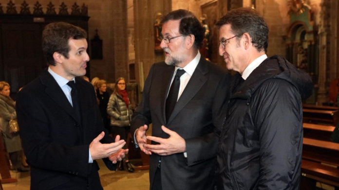 Casado junto a Rajoy y Feijóo en el funeral del padre de Rajoy/ El progreso de Lugo