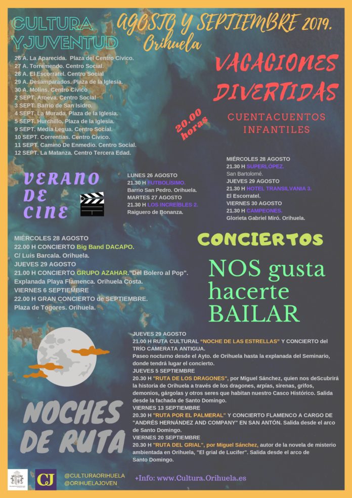 Cartel de la programación veraniega en Orihuela 2019 / Ayuntamiento de Orihuela