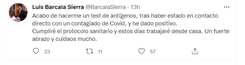 Tweet COVID Barcala
