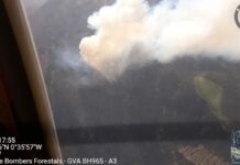 Un incendio forestal en Tibi moviliza un amplio dispositivo en la sierra del Maigmó