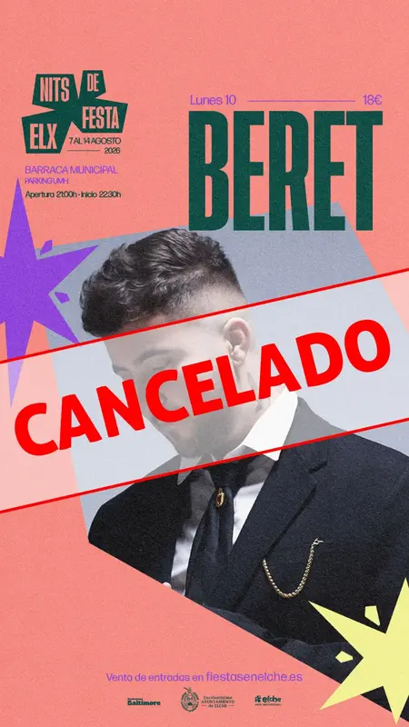 El cartel de una actuación vinculada a la cancelación del concierto de Beret en Elche