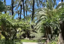 Vista del Huerto del Cura, jardín histórico integrado en el Itinerario del Consejo de Europa.