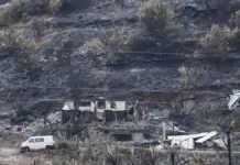 Paisaje quemado en la Vilavella, municipio afectado por el incendio en La Vall d'Uixó