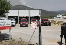 Vista del incendio en Tírig (Castellón) y actuación de medios de extinción