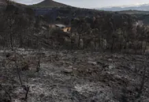 Bomberos trabajan en el incendio forestal en Segorbe mientras continúa activo