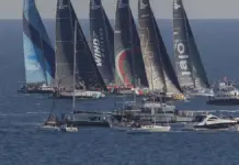Salida de la clase VO65 de The Ocean Race vista general en una edición anterior